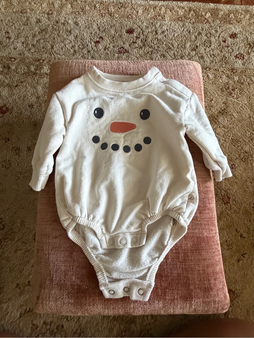 Snowman Graphic Long-Sleeve One-Piece embroidered classic holiday winter